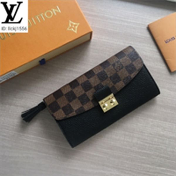 

real brand purse designer chain luxury 8qj9 long m60207 wallets black new leather versatile wallet flip long compact wallet men clutches eve, Red;black