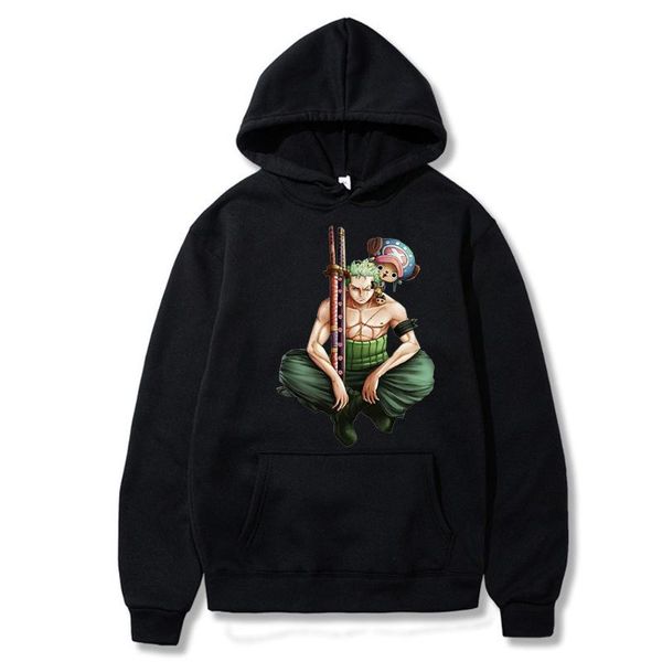 

men's hoodies & sweatshirts 2021 japanese anime one piece roronoa zoro pullover sweatshirt women men costume harajuku sudadera, Black