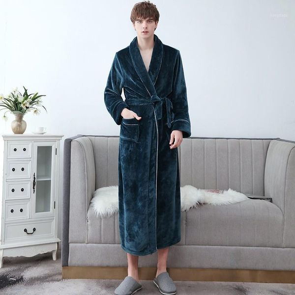 

men's sleepwear robe kimono dressing gown coral fleece bathrobe men nightgown winter thicken intimate lingerie loungewear soft home clo, Black;brown