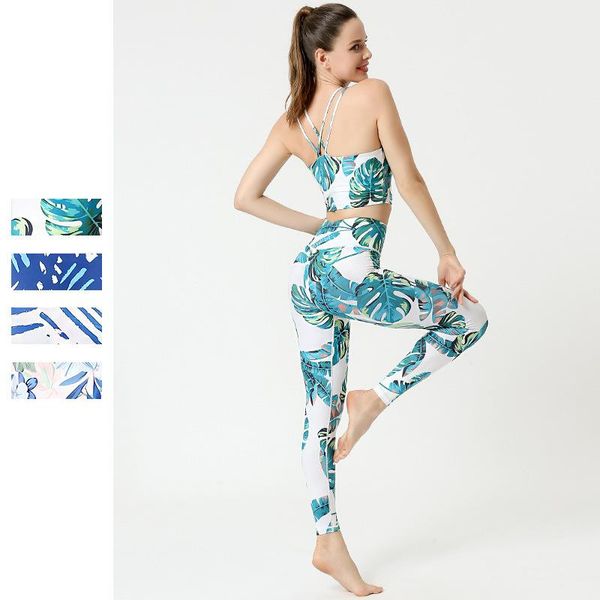 

yoga outfit floral print suit for fitness workout clothes women sportwear gym training leggings set sport woman active wear