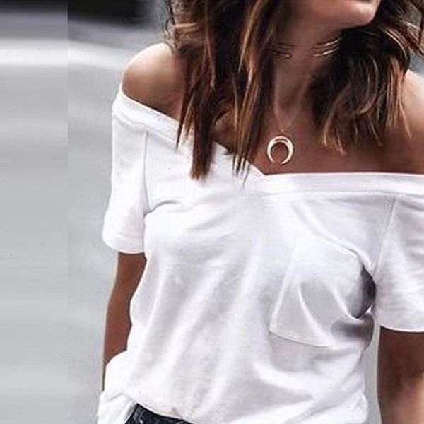 

women blouse 2021 summer slash neck pockets cold shoulder short sleeve shirt casual womens tunic and blouses blusas, White