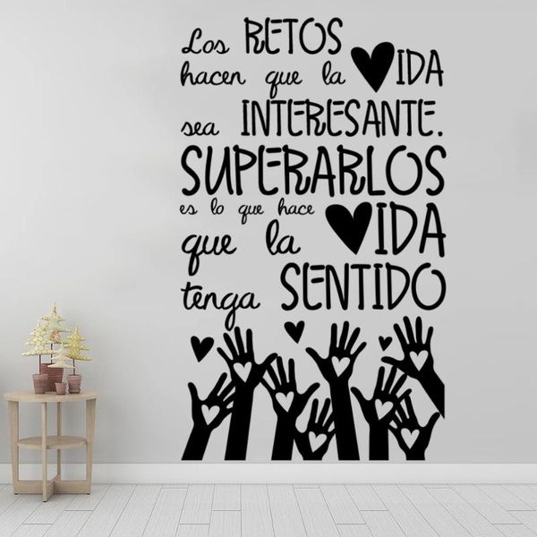 

wall stickers with motivating phrase los retos hacen que spanish quotes decorative decals poster livingroom murals ru2031