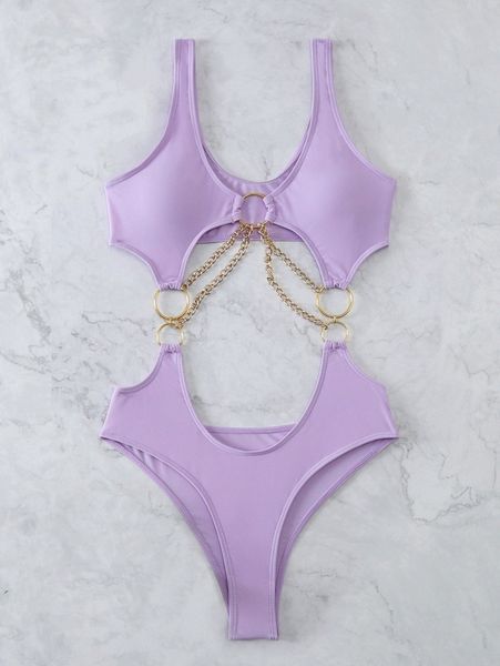 

plain cut-out ring linked one piece swimsuit f0pb#, White;black