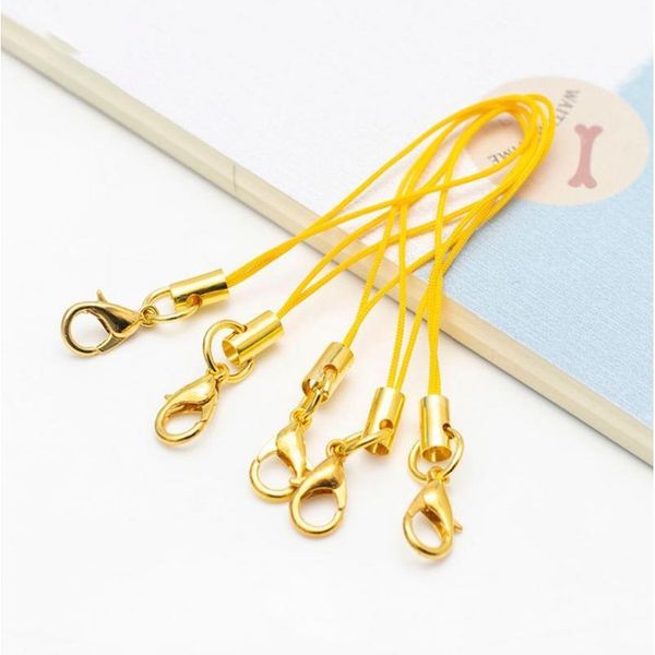 

50pcs/lot mulitcolor gold lobster clasp(12mm) lanyard strap cord (5cm) mobile straps charm nylon key ring chain diy jllcdo