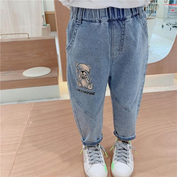 

jeans 2021 girls boys qutumn cute dog pant baby kids children denim trousers, Blue
