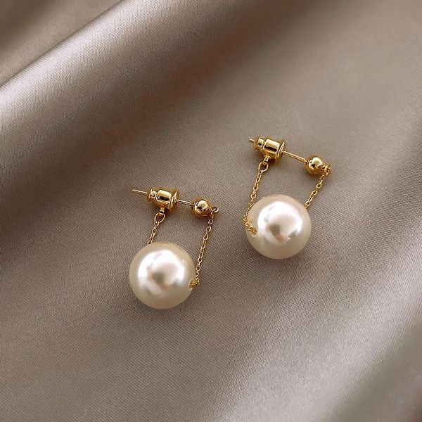 

dangle & chandelier minimalist pearl pendant gold earrings for woman 2021 korean fashion jewelry gothic accessories girl's sexy, Silver
