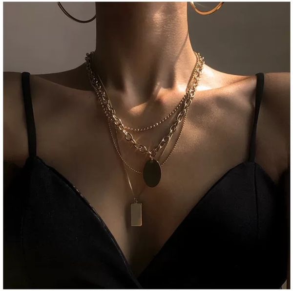 

hbp fashion titanium steel necklaces cool wind clavicle multi-layer chain, garden brand pendant, sweater chain, Silver