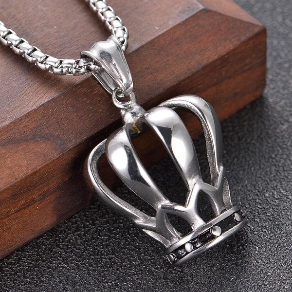 

pendant necklaces european and american jewelry titanium steel crown fashion gift christmas necklace stainless, Silver