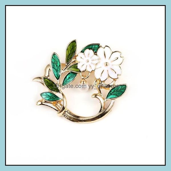 

pins, brooches jewelry european and american autumn winter flowers olive green leaves pearl brooch wholesale drop delivery 2021 h7ubs, Gray