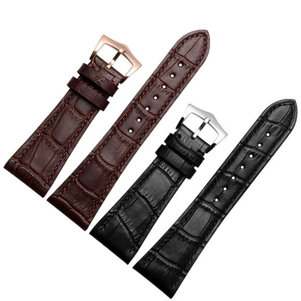 

watch bands 25mm genuine leather strap black brown silvery buckle men accessories