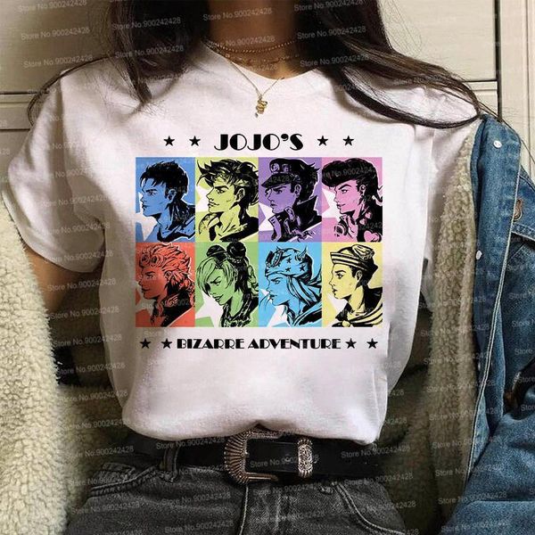 

jojos bizarre adventure t shirt women harajuku japanese cartoon anime t-shirt fashion ulzzang cool jojo graphic korean clothes, White