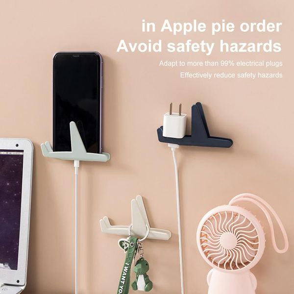 

hooks & rails 2pcs/set mini flying plug hook fixer punch kitchen power cord storage socket holder home