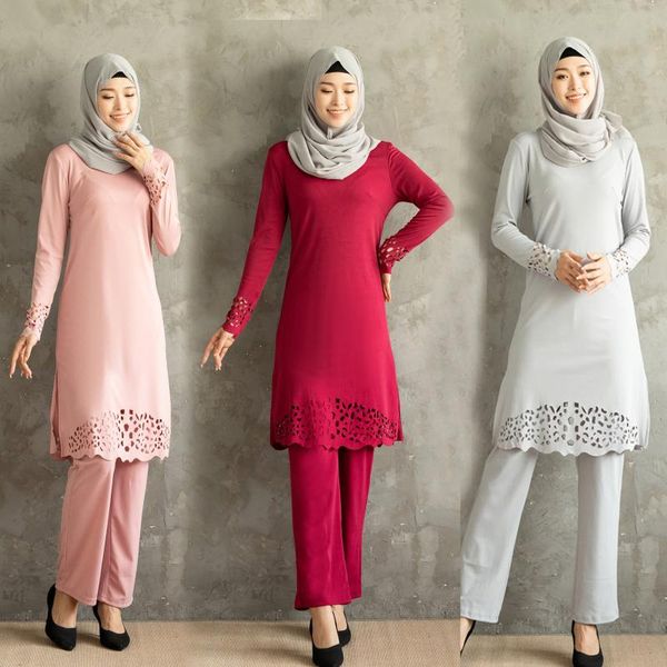 

ethnic clothing two piece sets and pants women dubai turkey muslim abaya split dresses ramadan moroccan islamic dress, Red