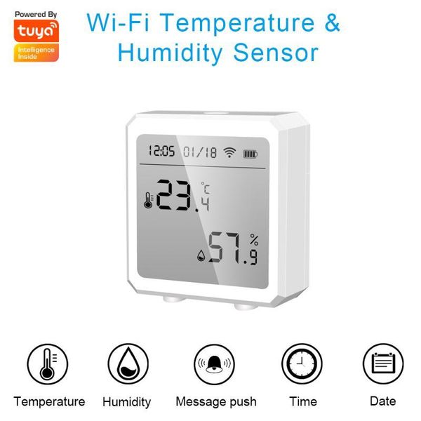 

smart home control bluetooth tuya wifi temperature humidity sensor remote controller with alarm function for alexa google
