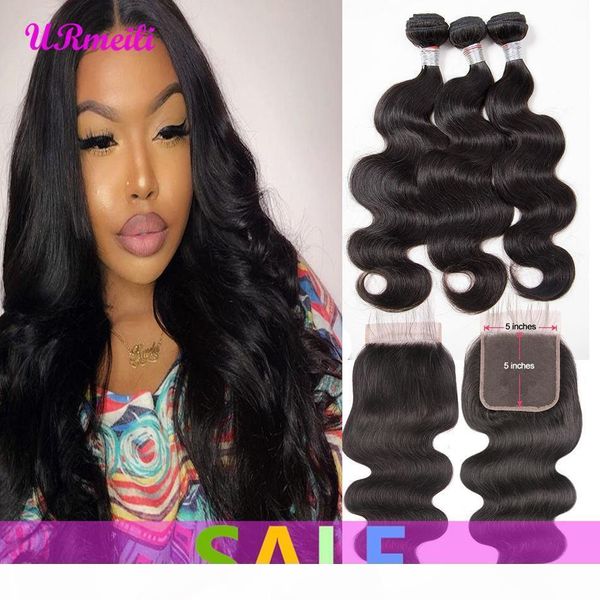 

brazilian 5x5 lace closure with bundles body wave virgin hair weave bundles with lace closure 100% human hair full head, Black;brown