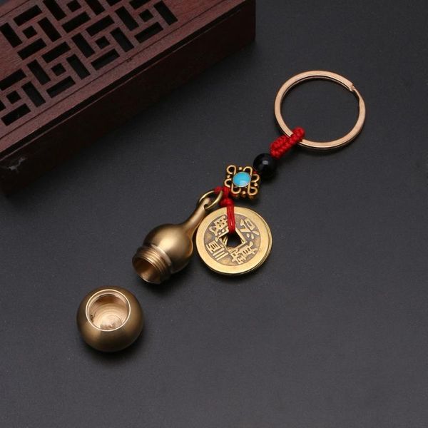 

keychains lucky gourd keychain with feng shui coins brass calabash wu lou pendant lx9e, Silver