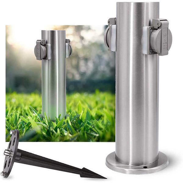 

outdoor electrical outlet 3680w 16a 2 eu s waterproof energy socket column spike for garden dcor lawn mower