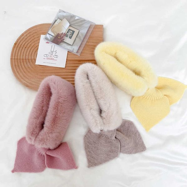 

winter fashion baby girls cute warm plush scarf toddler kids soft solid color knitted windproof neckerchief 210615, Red;brown
