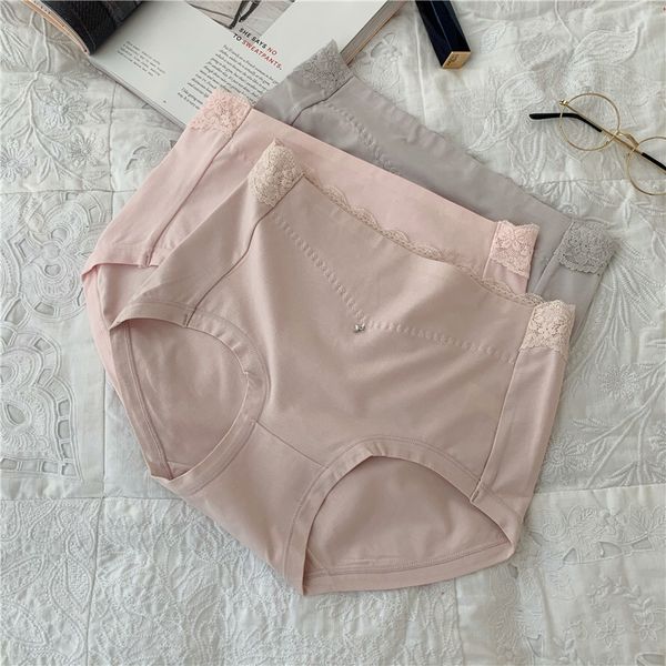 

2021 new medium and large version back lace splicing waist comfortable women's underwear, Black;pink