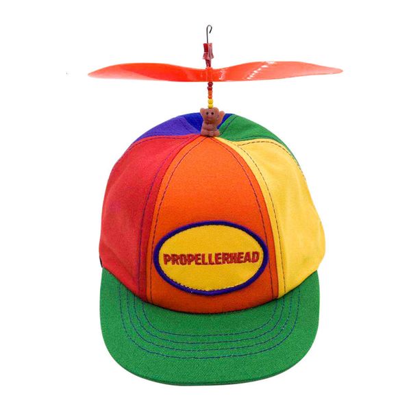 

korean bamboo dragonfly parent-child propeller children's men's and women's sunscreen cap christmas, Yellow