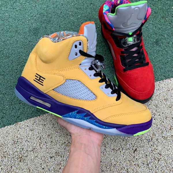 

red yellow basketball shoes 5s mens jumpman 5 what the fashion sneakers