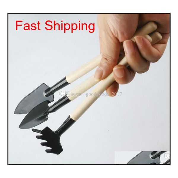 

3pcs mini shovel rake set portable gardening tool bonsai tools wooden handle metal head shovel harrows spade for fl qyljzc new_dhbest