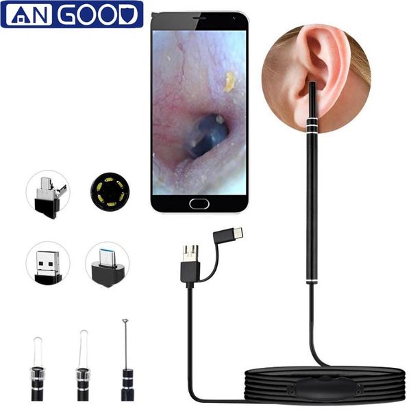 

angood 5.5mm ear pick otoscope camera borescope luminous ear wax cleaning teeth oral inspection health care