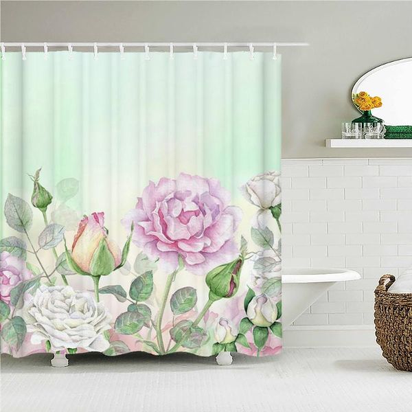 

shower curtains 3d bathroom with pink butterfly flower curtain, lovely blush and grey fabric 12 hooks 72 "x72"