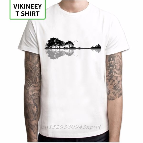 T-Shirt Männer Spaß Nature Gitarre Mode Summer O-Neck White Short Sleeve Top Roman Design T-Shirt Homme Hipster Herren Top 210706