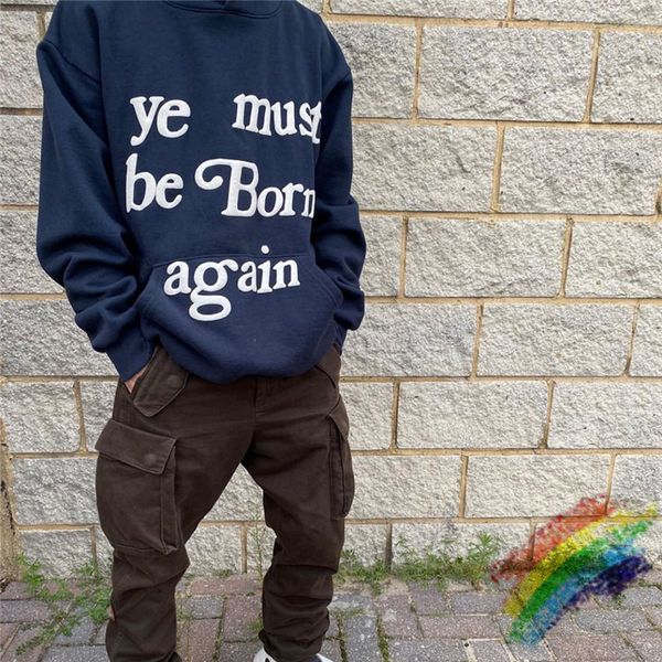 

2021 new blue black foam printing cpfm ye must be born again kanye pullover men women 1:1 sweatshirts kids see ghosts hoodie 32