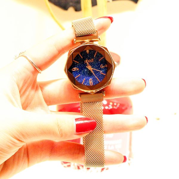 

watch tiktok, the fashion lady es, star octagonal quartz, waterproof magnetic absorbing, lazy wristwatch and wrist ., Slivery;brown