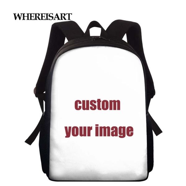 

school bags whereisart custom students/kids/boys/girls your own image shoulder bag teenagers backpacks mochila infantil