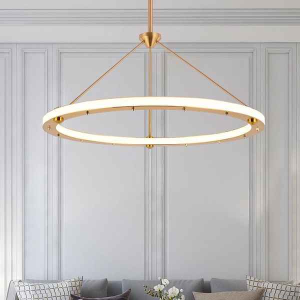 

pendant lamps modern minimalist post-modern ring stairwell soft decoration living room project creative light luxury villa chandelier
