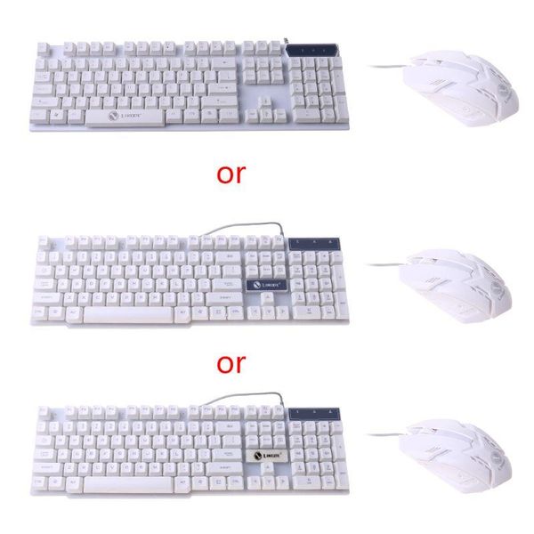 

keyboard mouse combos led light gaming mechanical feel and wired combo set for computer pc
