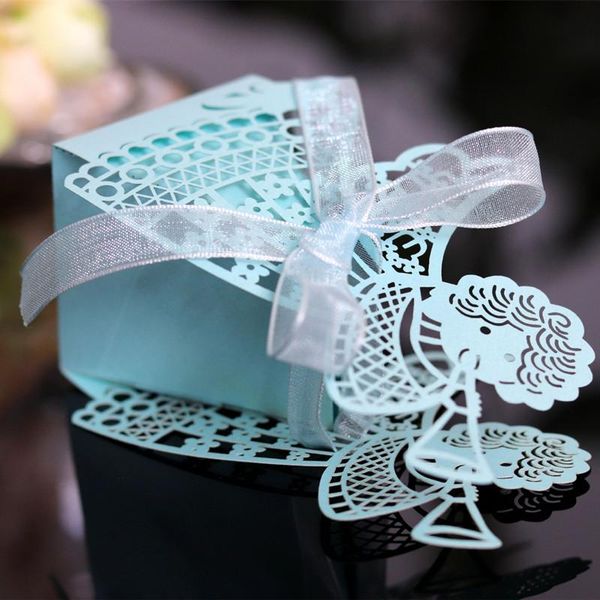 

gift wrap 20/50/100pcs baby shower angel girl laser cut hollow favor gifts candy dragee boxes wedding chocolate packaging bags wrapping
