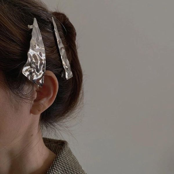 

2 stks/set geometrische driehoek shiny rhinestone zilver kleur vintage metalen haarspeldjes voor vrouwen meisjes haar accessoire, Golden;silver