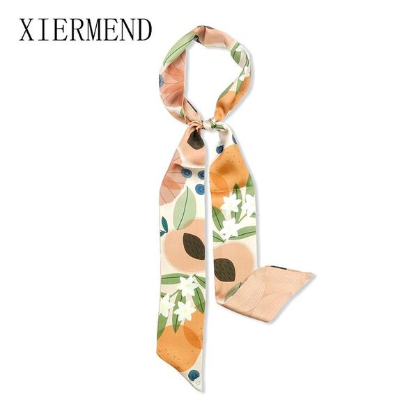 

scarves 2021 multi-function long silk scarf women narrow neckerchief tie hair band headband for ladies skinny wholesale, Blue;gray