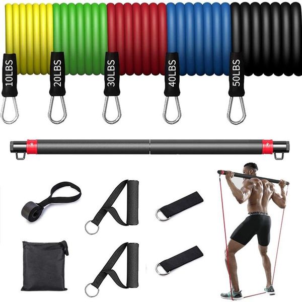 

resistance bands fitness rubber band yoga elastic upgrade training bar set pilates exercise equipment pull rope