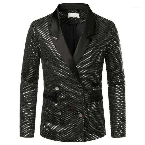 

men's blazer tide fashion formal office business slim fit single button glitter sequins suit for male long sleeve coat jacket suits &, White;black
