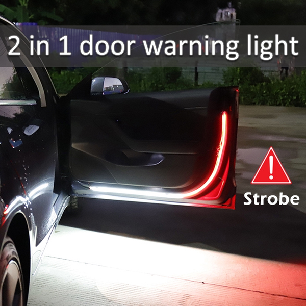 

drl led lamp strip car door opening warning lights 144led strobe flashing light anti rear-end collision safety lamps welcome light