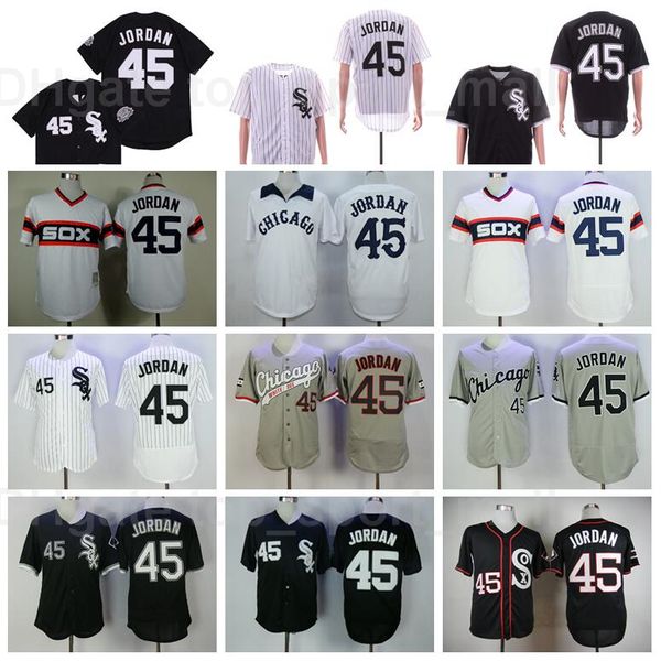 

retror 1983 1994 vintage 45 michael baseball jersey retire pinstripe pullover stitched black white grey team flexbase cool base high, Blue;black