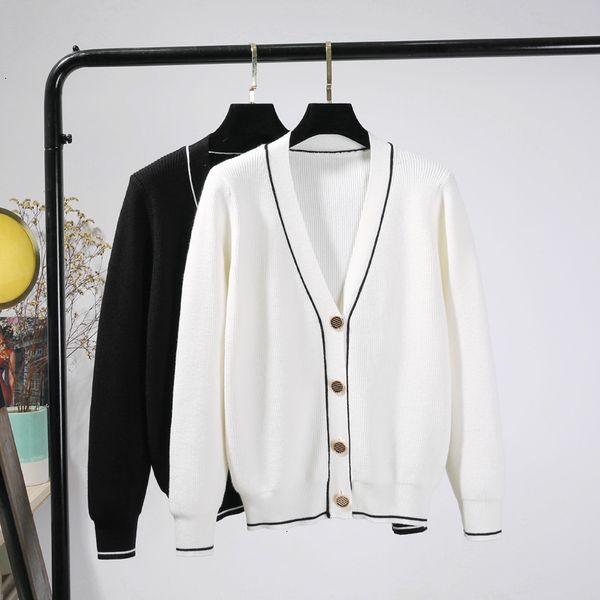 

black 2021 new white for women single breasted woman sweater fall winter long sleeve knitted open cardigan gfuk, White;black