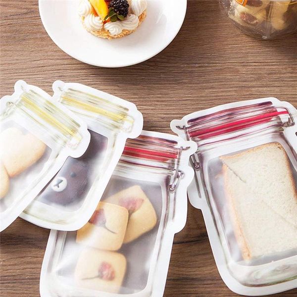 

reusable mason jar bottles bags nuts candy cookies bag seal fresh storage bag zipper sealed kitchen organizer