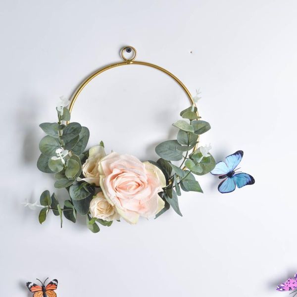 

decorative flowers & wreaths wrought iron geometric wreath wall hanging decoration floral hoop for wedding artificial flower farmhouse decor