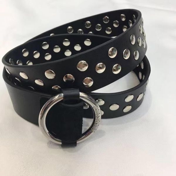

belts women's genuine leather belt rivet decoration 2021 fashion ladies black all-match waistband clothes accessories, Black;brown