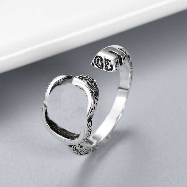 

open ring creative pattern retro rings 925 silver plated ring jewelry supply linkb