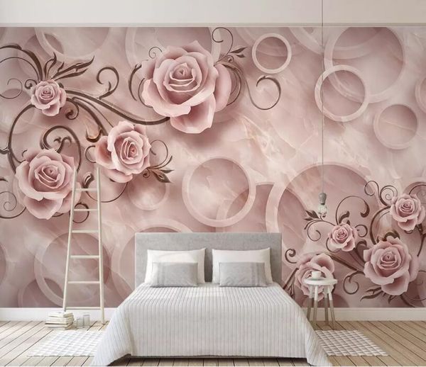 

wallpapers bacal custom 3d wallpaper modern stereo rose tv sofa background wall papel de parede papers home decor mural