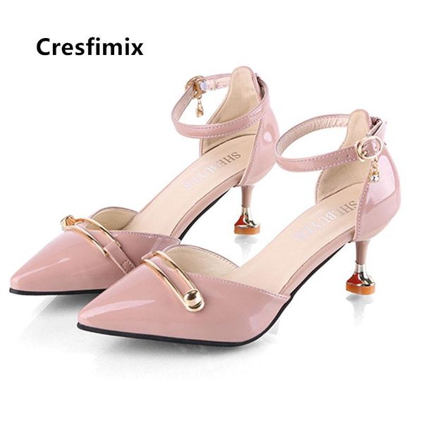 

dress shoes cresfimix women pink classic pointed toe heel lady casual green party pumps mujer tacones altos c5152, Black