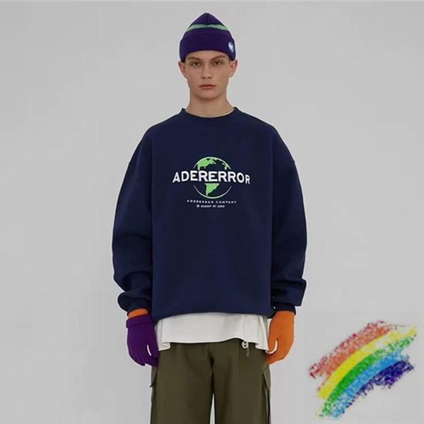 

men's hoodies & sweatshirts oversize ader error embroidered earth sweatshirt men women 1:1 high-quality streetwear adererror crewneck h, Black