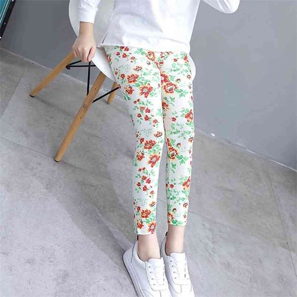 

spring and autumn casual flower allover leggings for kid girl floral tights 210528, Blue